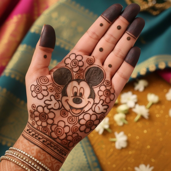 cartoon mickey mouse mehndi design