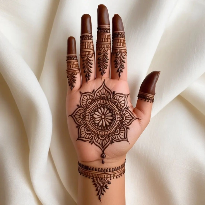 circle mehndi simple gol tikki mehndi design front hand