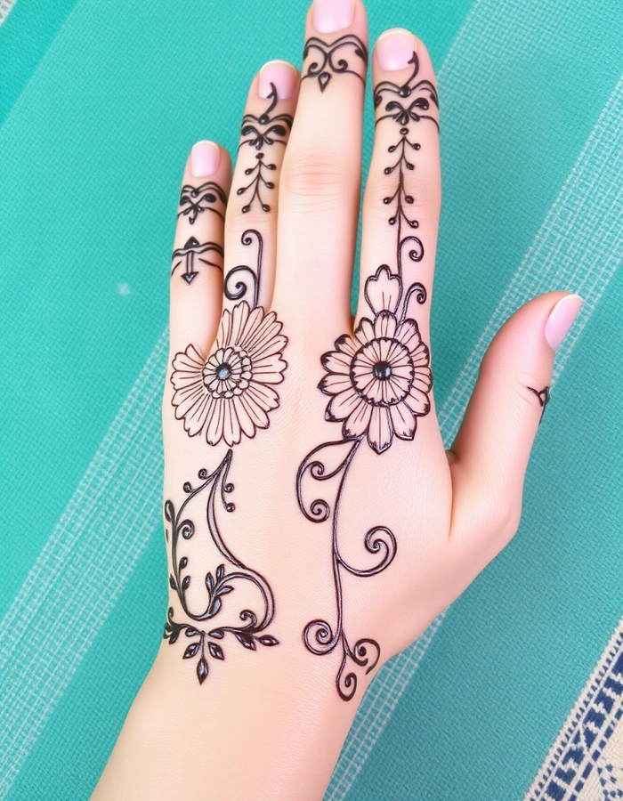 couple cartoon mehndi design