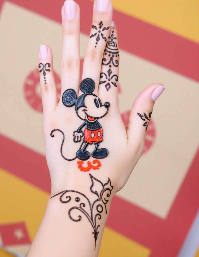 cute mickey mouse mehndi easy