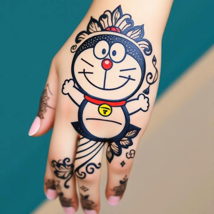 doraemon and dorami mehndi design