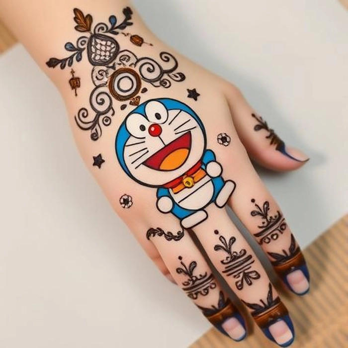 doraemon cartoon mehndi design