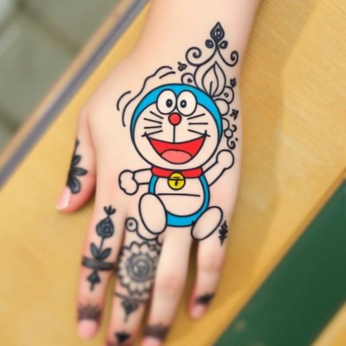 doraemon mehndi design back hand