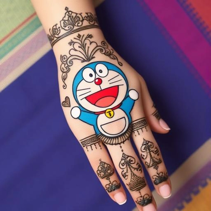 doraemon mehndi design simple front hand