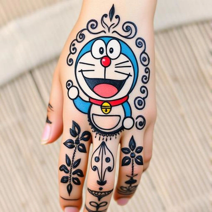 doraemon mehndi drawing