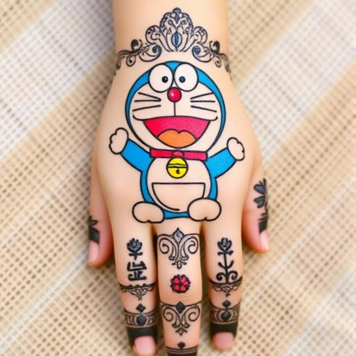drawing doraemon mehndi design