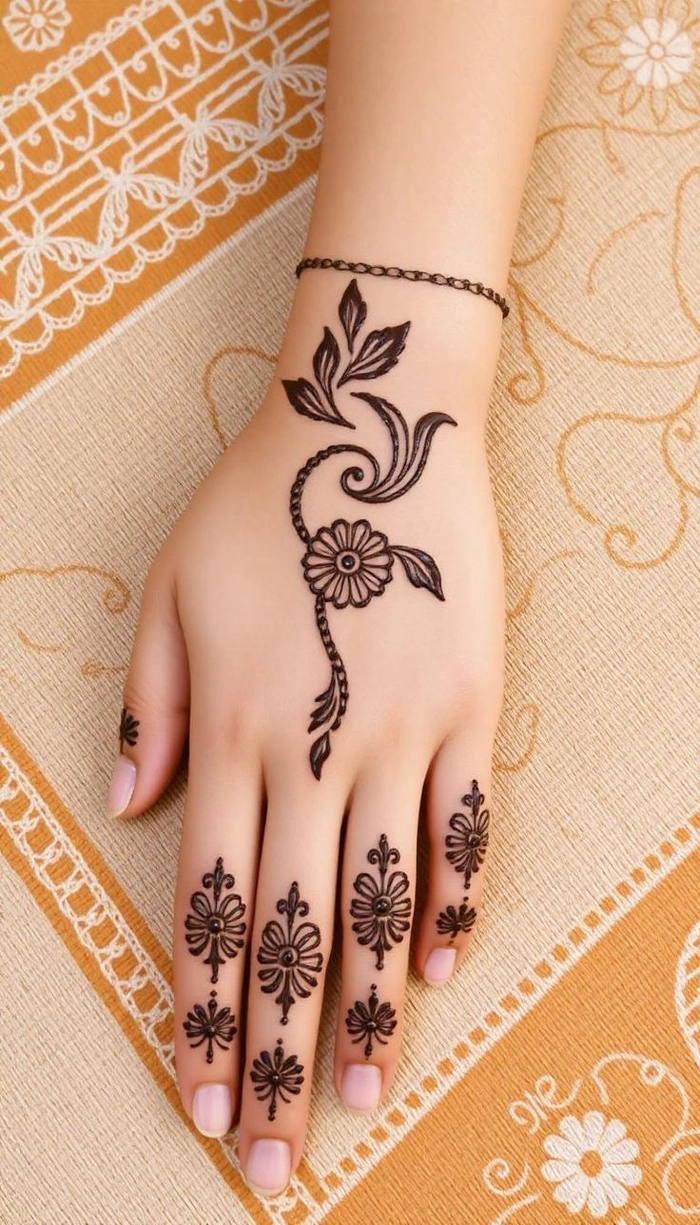 easy and quick mehndi design back hand