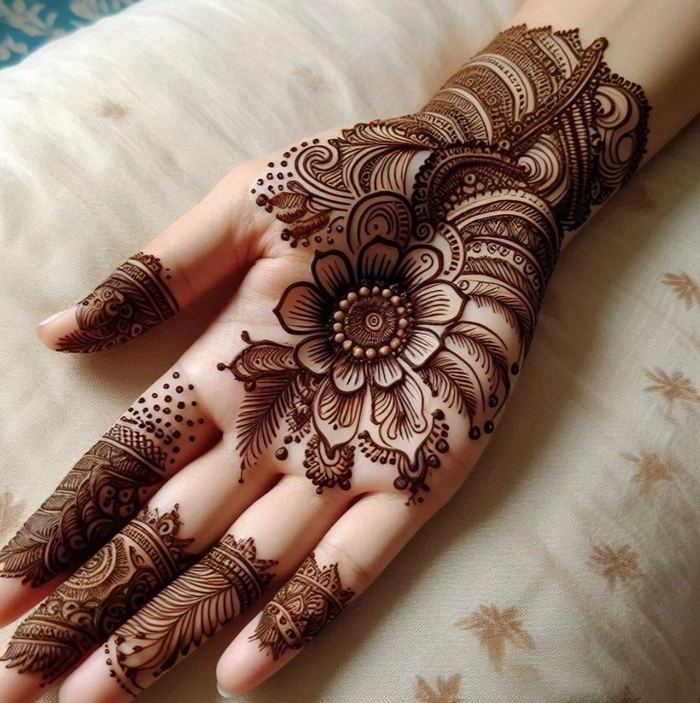 easy cute palm mehndi design