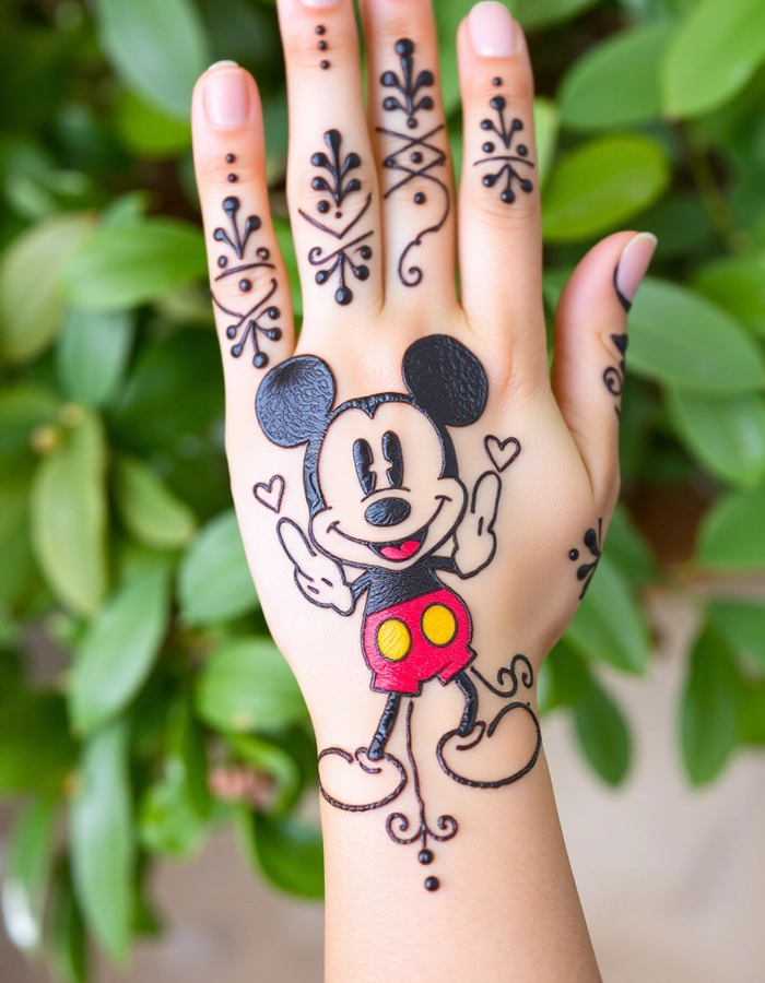 easy mickey mouse mehndi design