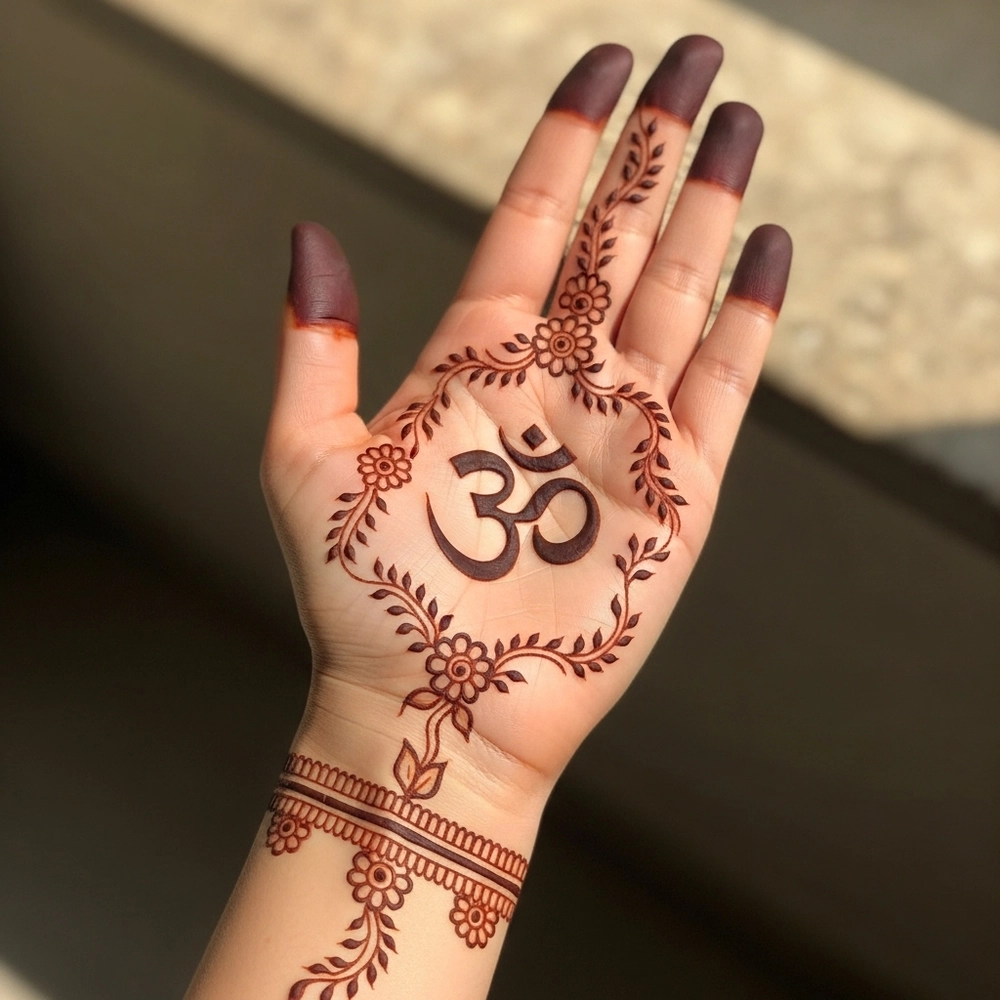 easy om mehndi design