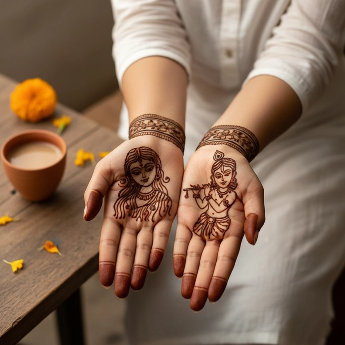 easy radha krishna mehndi design