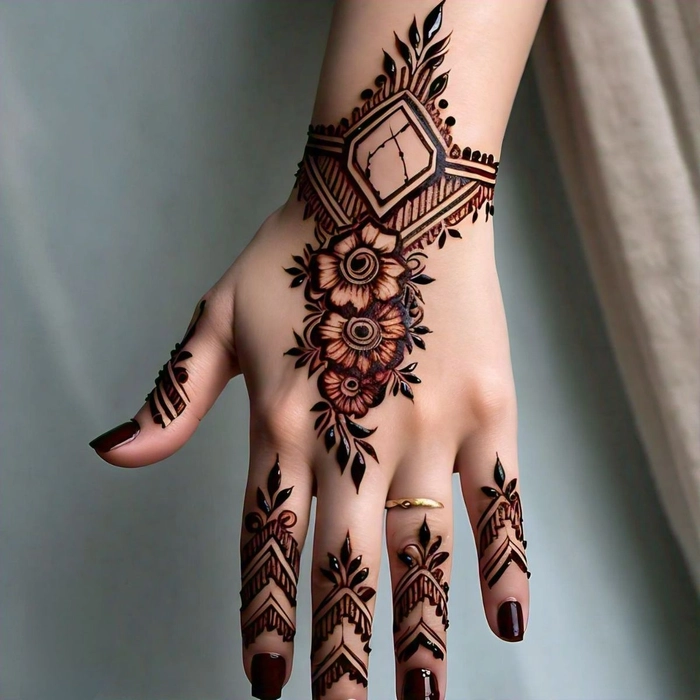 front hand gorgeous mehndi design