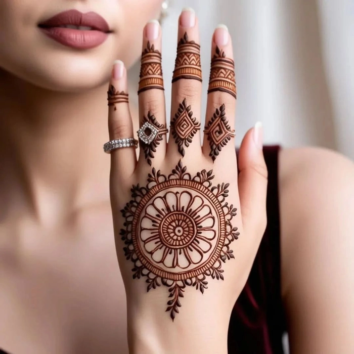 gol tikki mehndi design simple and beautiful
