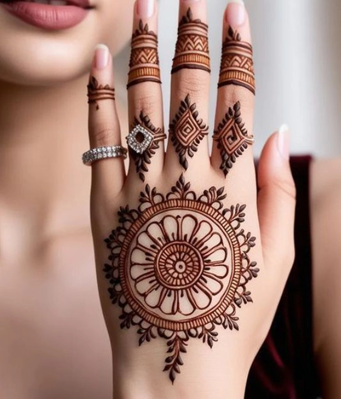 gol tikki mehndi design simple full hand