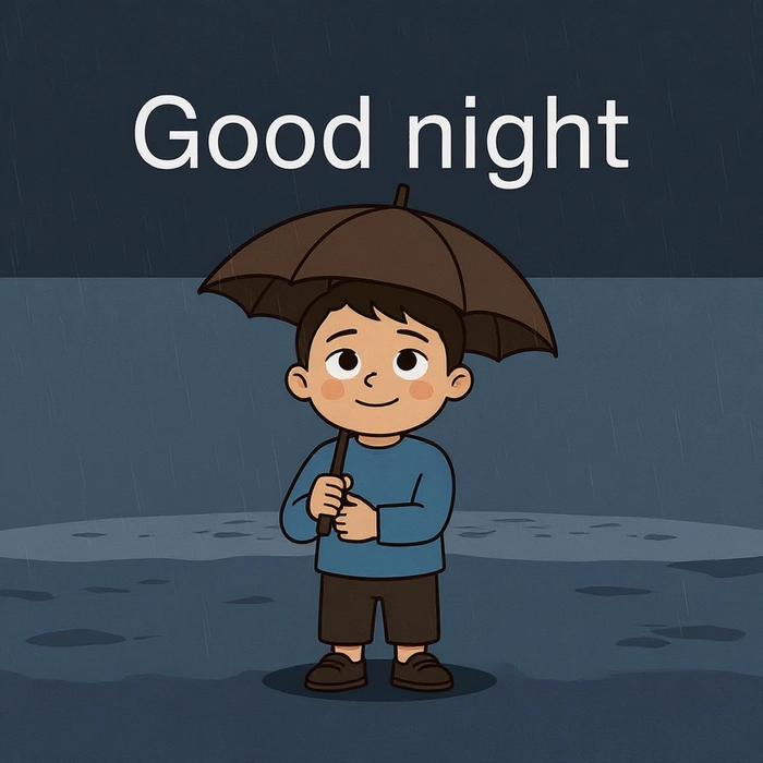 good night image with rain