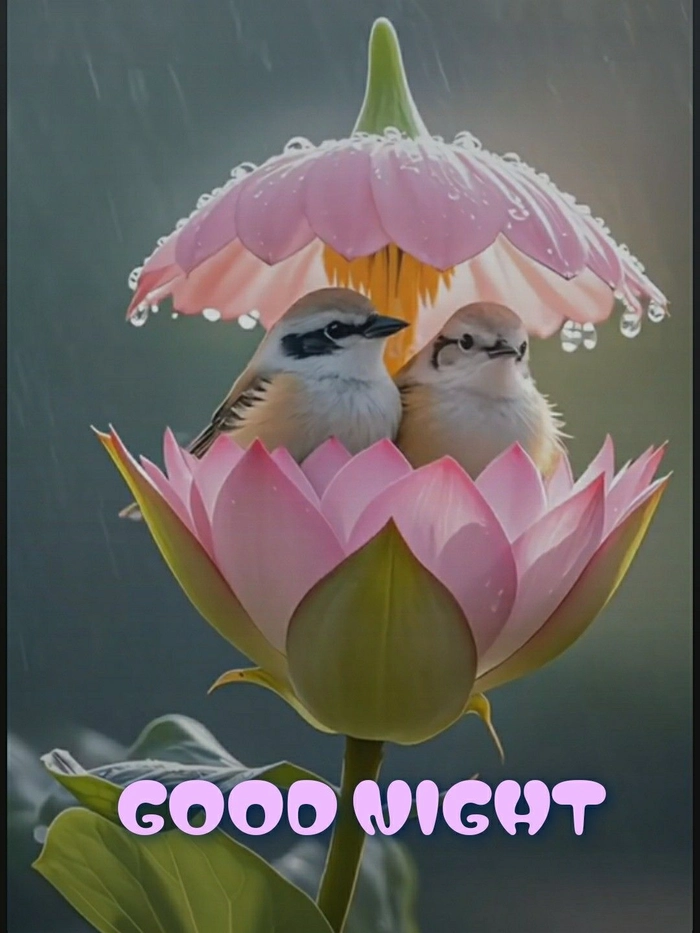 good night images with birds and flowers