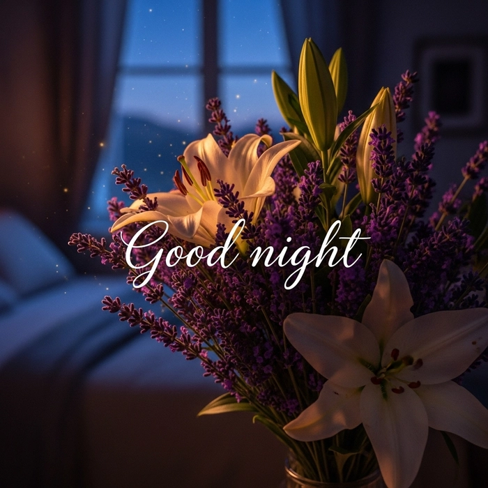good night images with flowers hd
