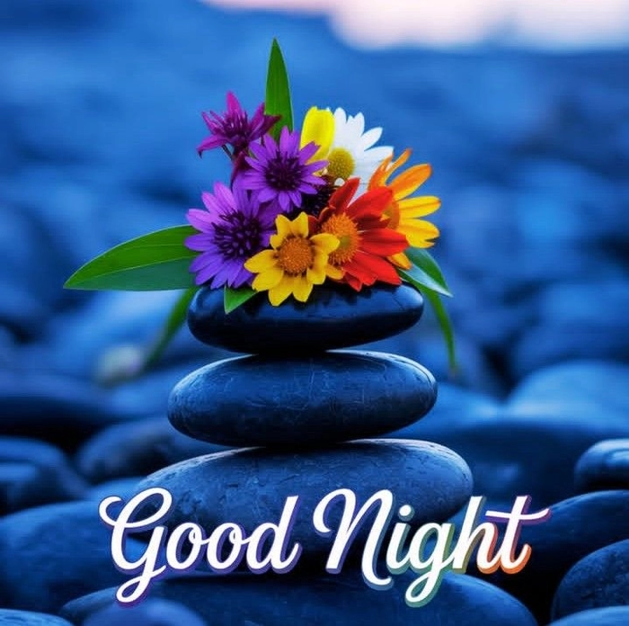 good night images with flowers