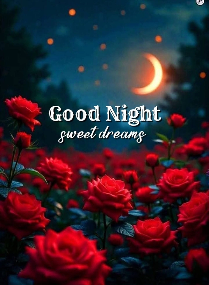 good night images with red roses
