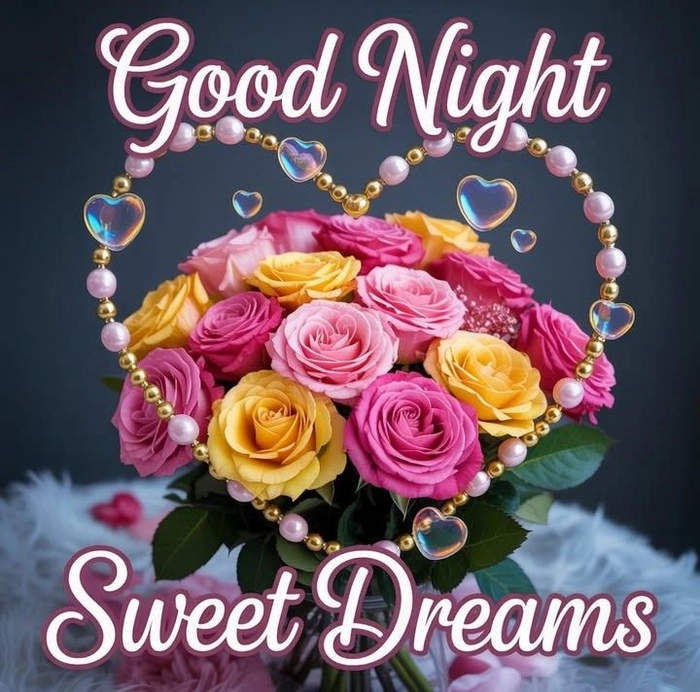 good night images with rose flowers
