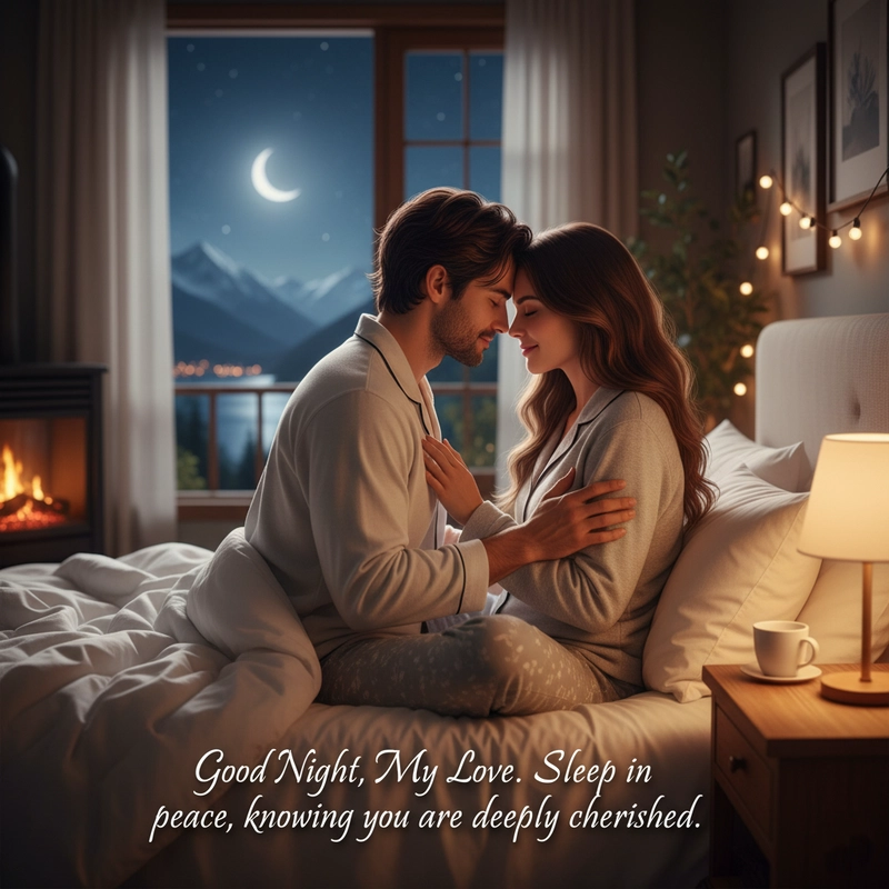 good night romantic images for lover in english with quotes