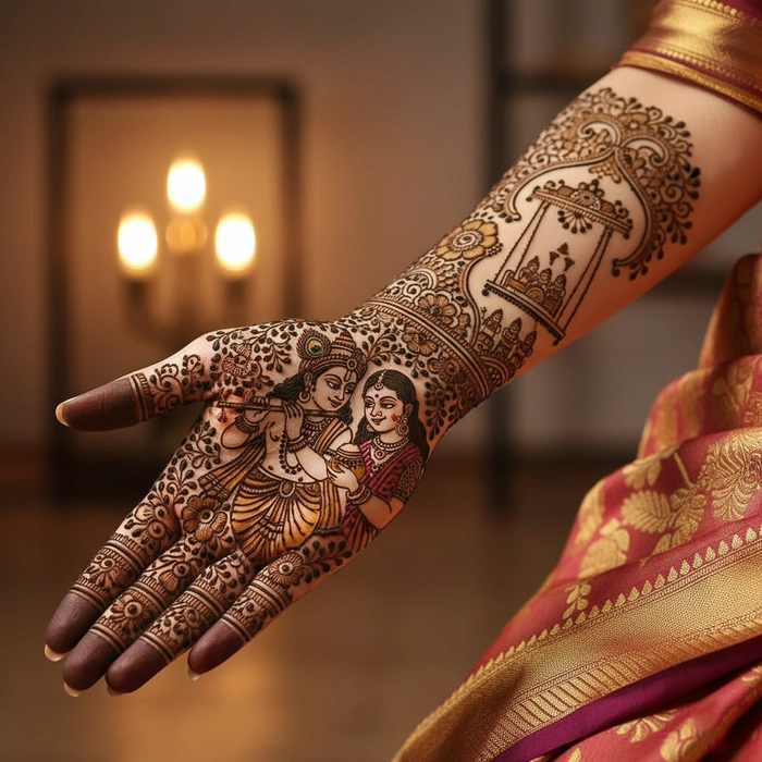 janmashtami radha krishna mehndi design