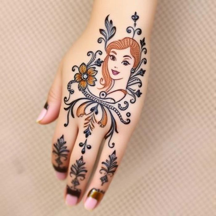 kids princess barbie mehndi design