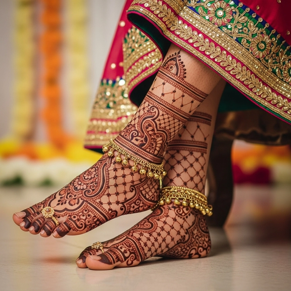 leg mehndi design for oppana