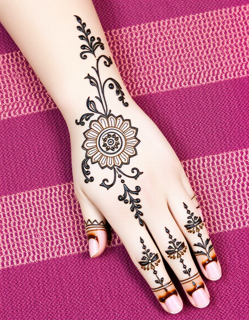 mehndi design aage ka simple full hand