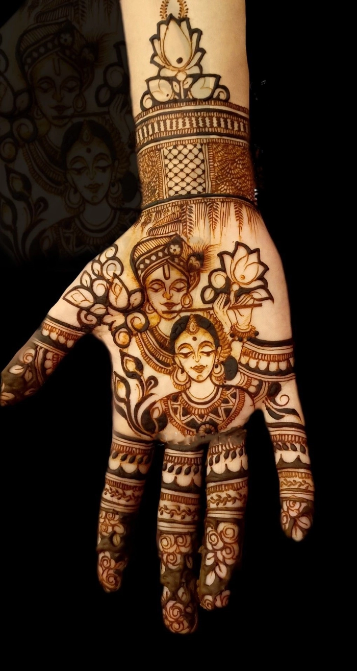 mehndi design with radha krishna