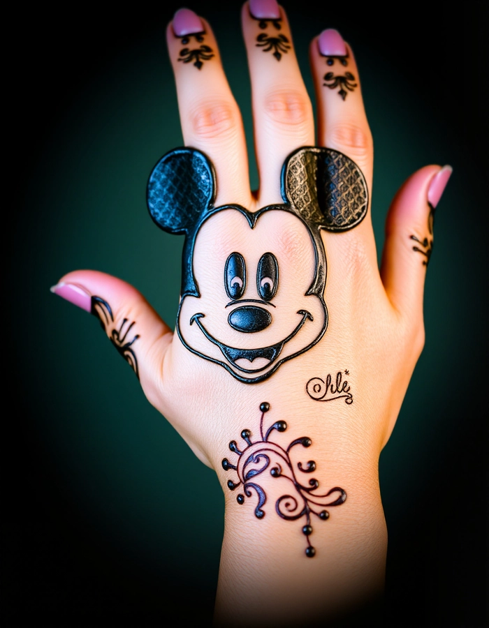 mickey mouse henna design
