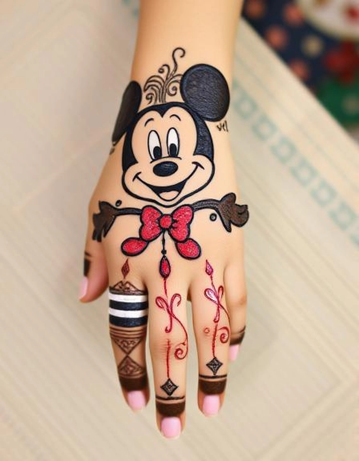 mickey mouse in mehndi