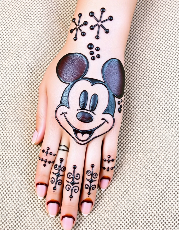 mickey mouse mehndi design easy
