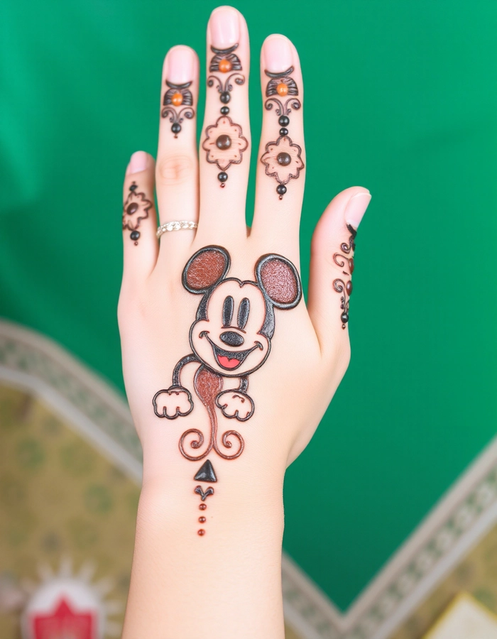 mickey mouse mehndi design simple