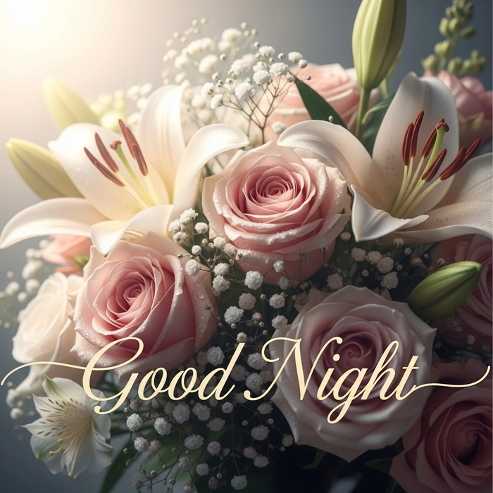 new good night images with flowers