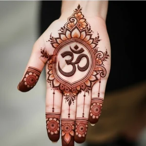 om mehndi design front hand
