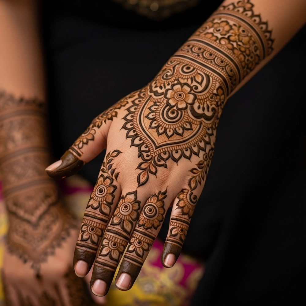 oppana mehndi design back hand
