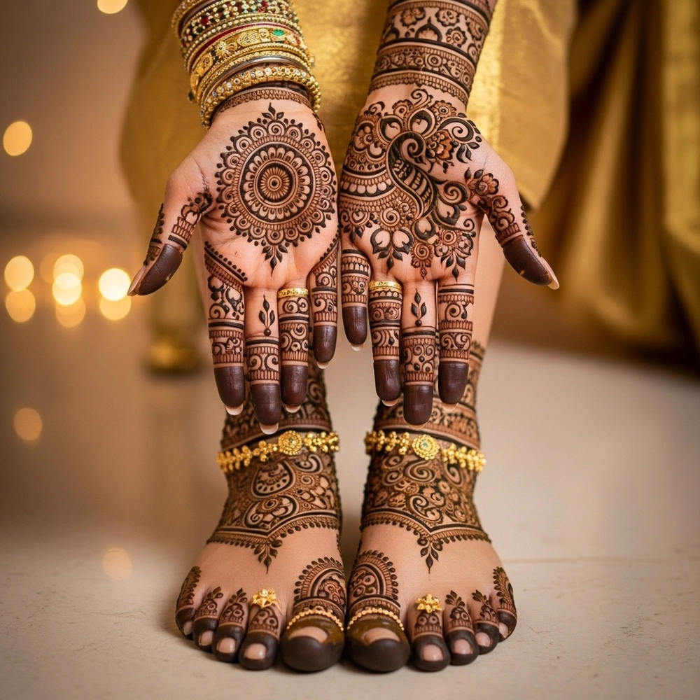 oppana mehndi design for bride