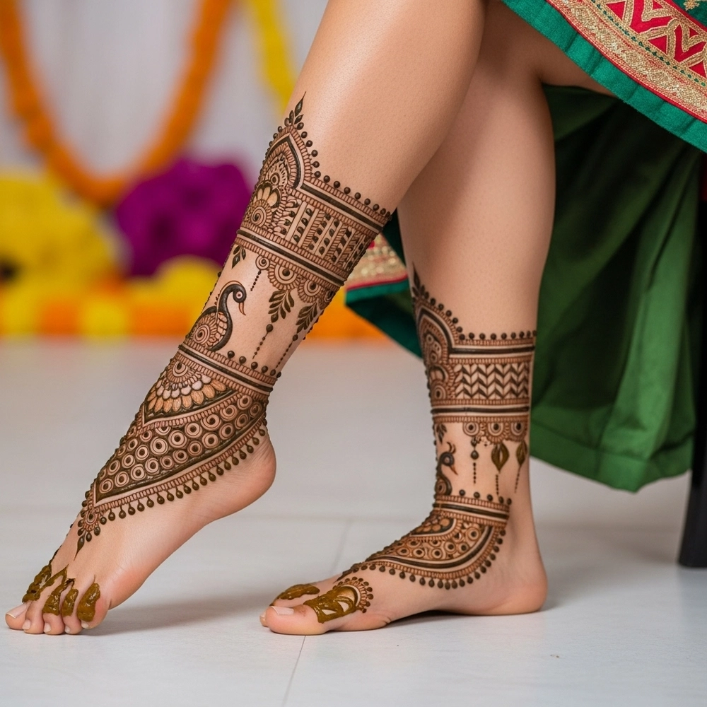 oppana mehndi design leg simple images