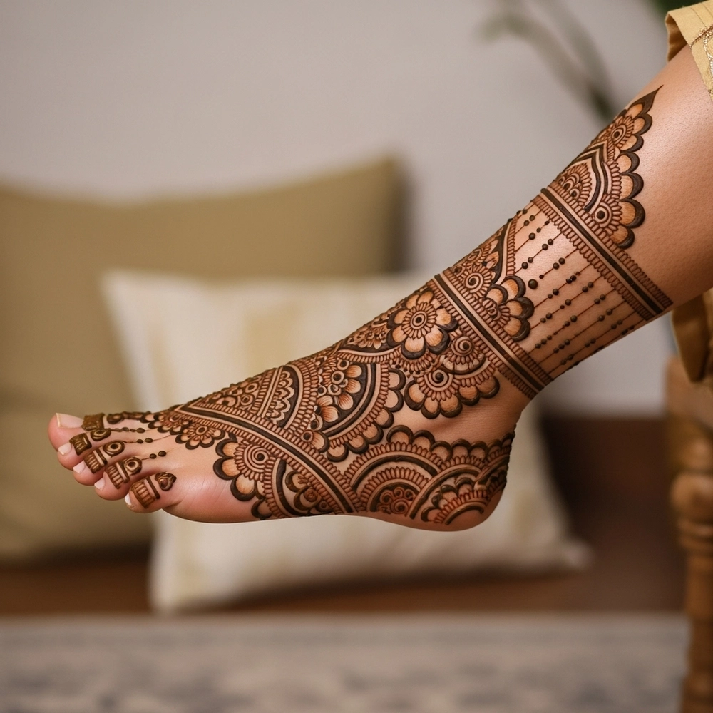 oppana mehndi design leg simple
