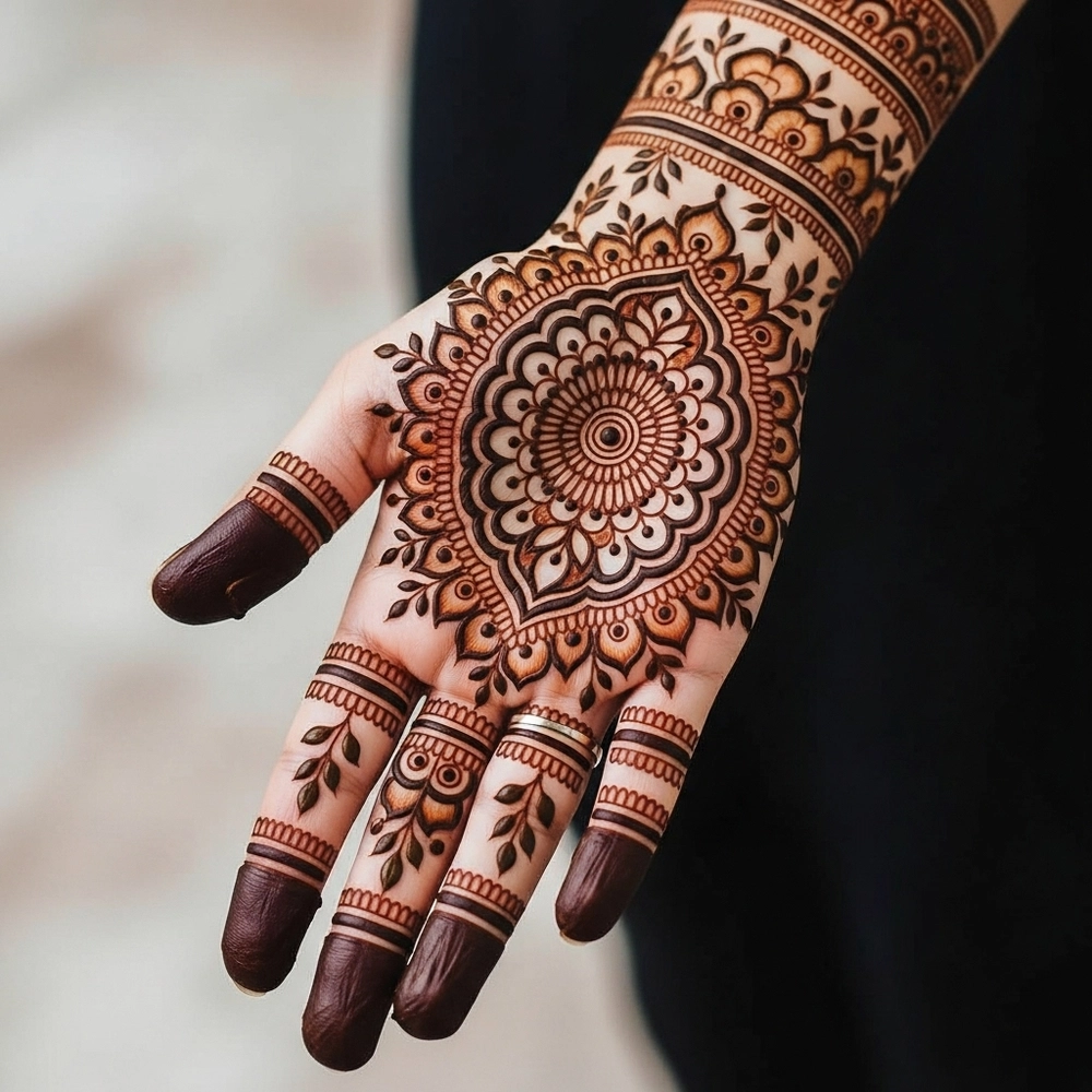 oppana mehndi designs front hand