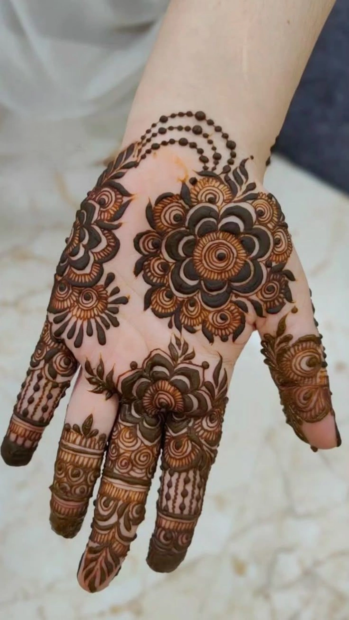 palm mehndi design back side