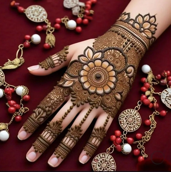 palm mehndi design photo