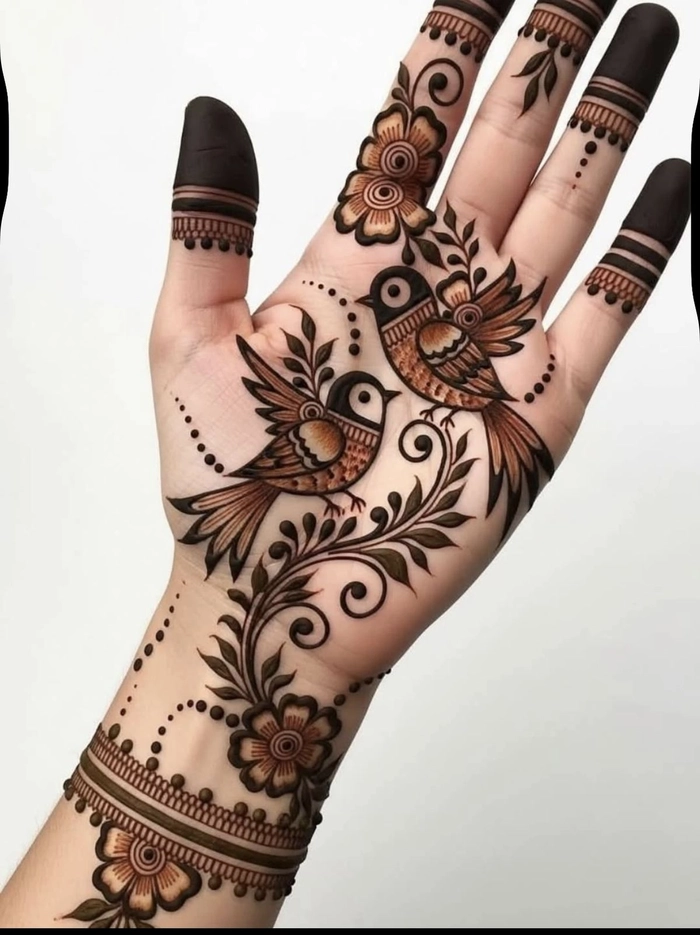 palm mehndi design simple front hand