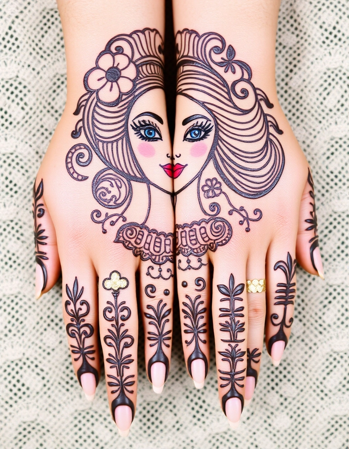 princess barbie mehndi design