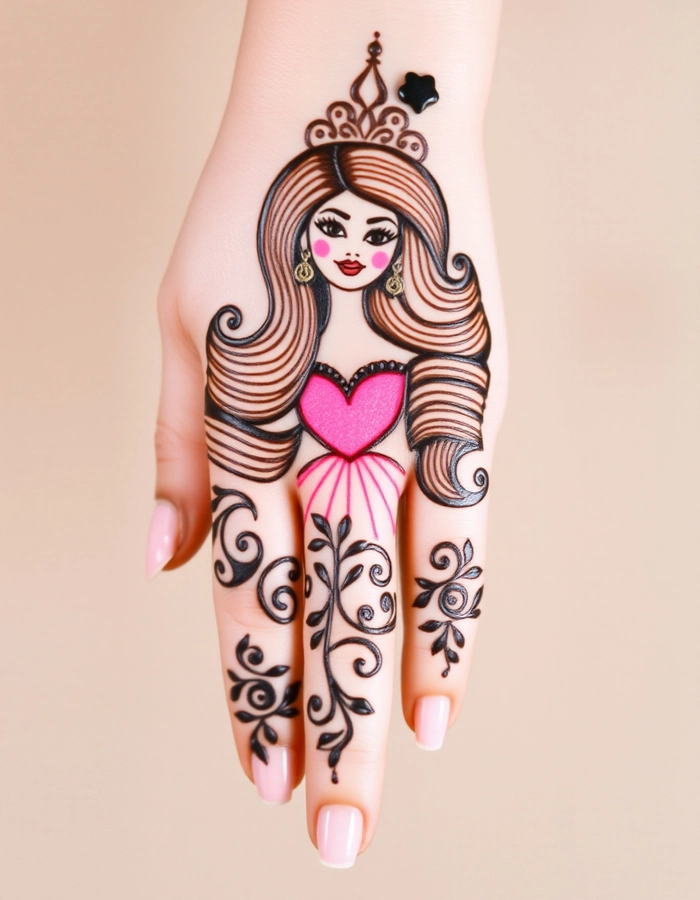 princess cartoon mehndi design