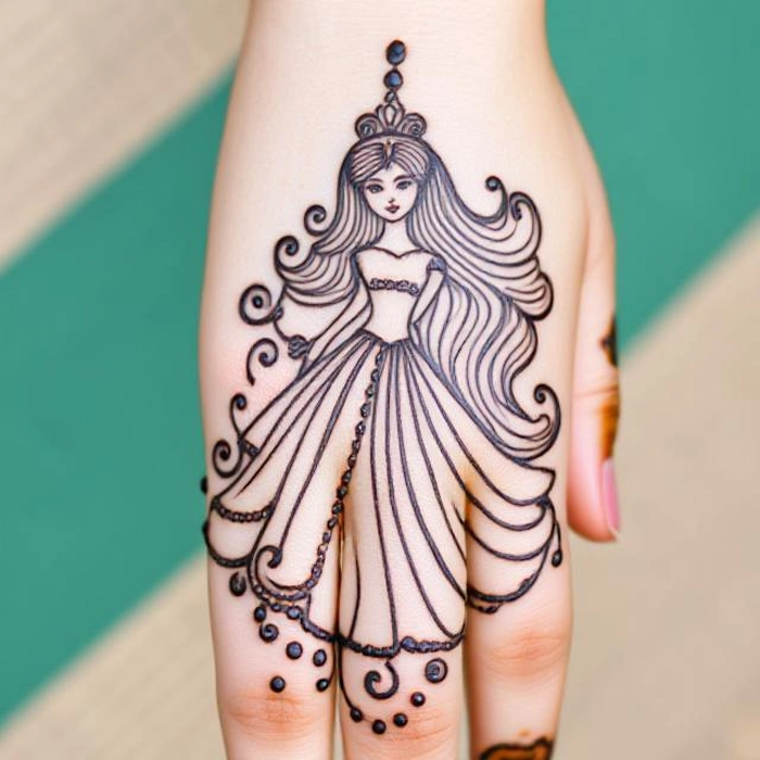princess cartoon mehndi designs