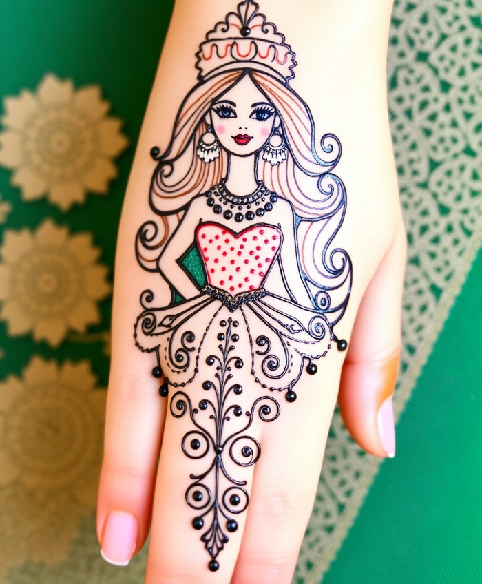 princess tattoo mehndi design