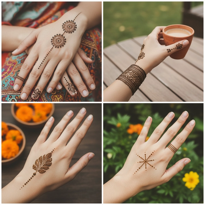 quick mehndi design front hand