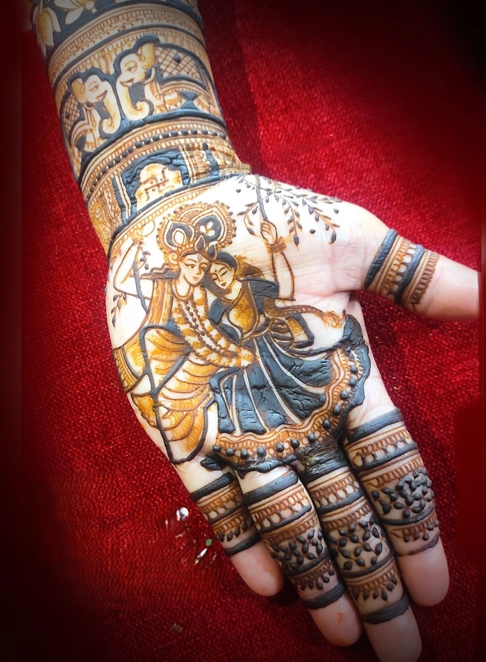 radha krishna holi mehndi design